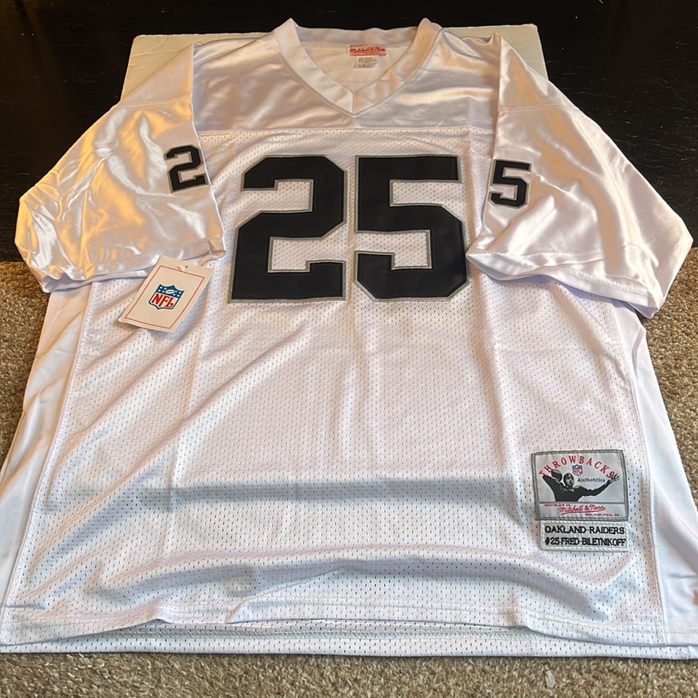Oakland Raiders Throwback Fred Biletnikoff NFL Football Jersey White Size XXL 56 - Picture 6 of 8